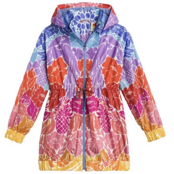 NWOT Farm Rio Tropical Graphic Floral Lightweight Parka Jacket - Picture 1 of 7